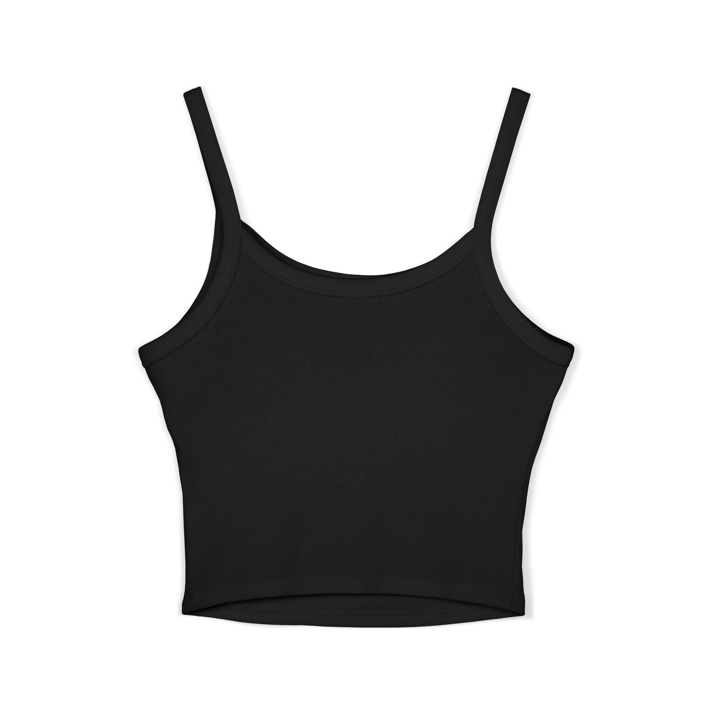 Black tank top with thin straps on a white background